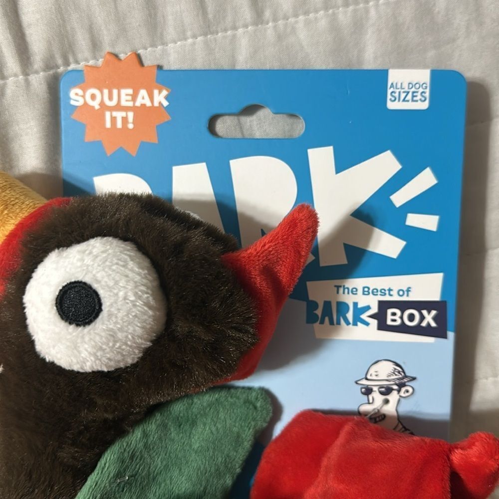 BARK Cockk-a-Doodle-Chew Brown Red Yellow White Green Beige Rooster Dog Toy - Picture 15 of 16